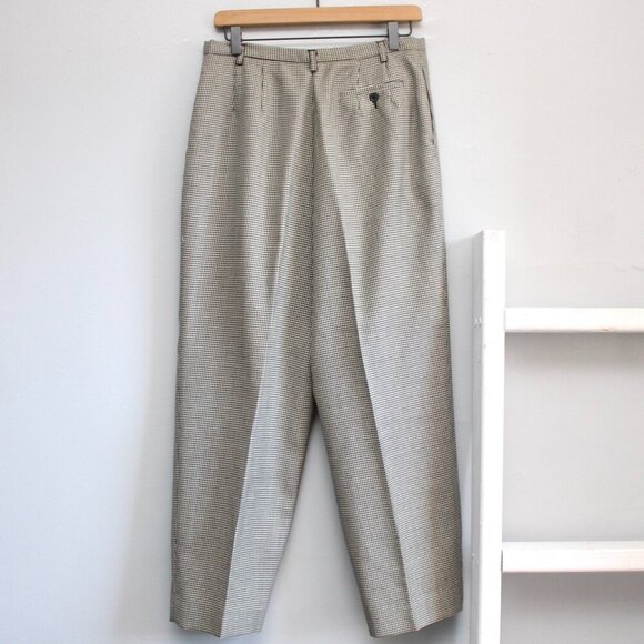 Pursuits ltd. Black & White Houndstooth High-Waisted Wool Trouser Pants Size 12 - Picture 2 of 6